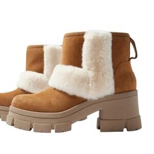 NWB UGG Brooklyn Sunburst Chestnut Brown Platform Ankle Booties Boots Size 8